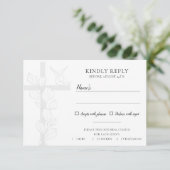 Emma Elegant Cross & Doves Wedding Meal Choice RSVP Kaartje (Staand voorkant)