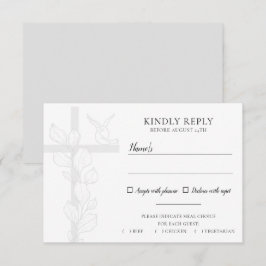 Emma Elegant Cross & Doves Wedding Meal Choice RSVP Kaartje