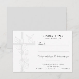 Emma Elegant Cross & Doves Wedding Meal Choice RSVP Kaartje