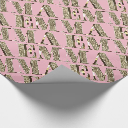 Emma Elegant Golden Glitter Kijk Typografie Cadeaupapier (Hoek)