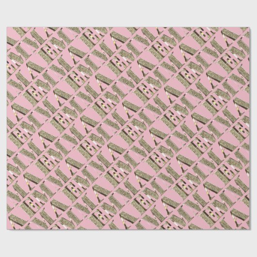 Emma Elegant Golden Glitter Kijk Typografie Cadeaupapier (Vlak)