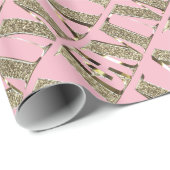 Emma Elegant Golden Glitter Kijk Typografie Cadeaupapier (Rol Hoek)