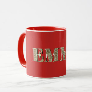 Emma Elegant Golden Glitter Kijk Typografie Mok