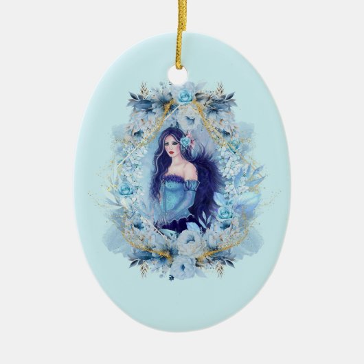 Emma engel met bloemen Ornament (Voorkant)