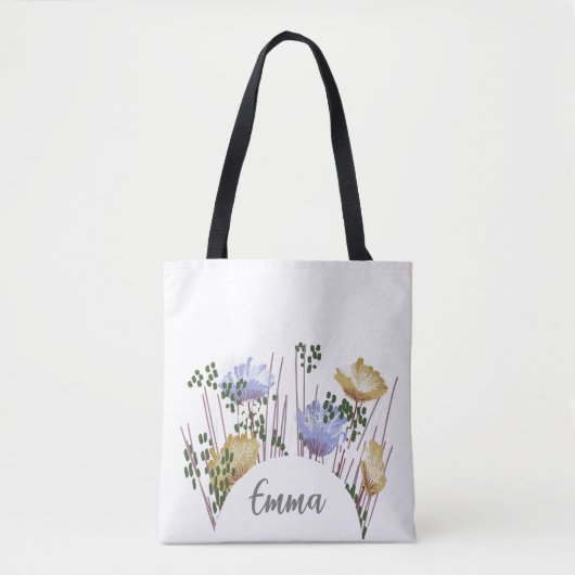 Emma Floral Monogram Tote Bag (Voorkant)