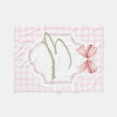 Emma gepersonaliseerde roze strik & gingham print fleece deken (Voorkant (Horizontaal))