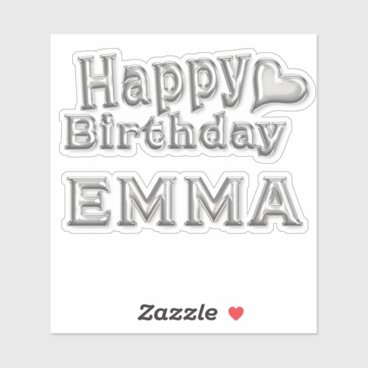 Emma Happy Birthday silver Aufkleber Sticker (Vel)