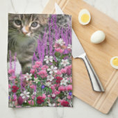 Emma in Flowers I - Little Grey Kitten Theedoek (Quarter Fold)