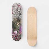 Emma in Flowers I - Little Grey Kitty Cat Skateboard (Voorkant)