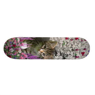 Emma in Flowers I - Little Grey Kitty Cat Skateboard