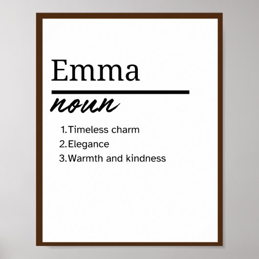 Emma, Meisje Gepersonaliseerde Naam Definitie Poster (Voorkant)