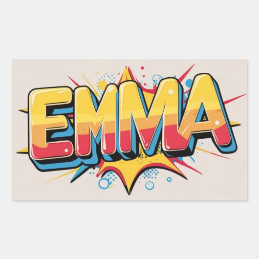 Emma met een explosie rechthoekige sticker (Voorkant)