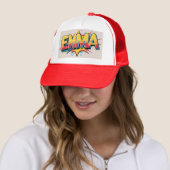 Emma met een explosie trucker pet (In situ)