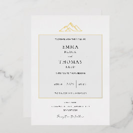 EMMA Mountain Minimalist Dove Grey Folie Uitnodigi Uitnodiging