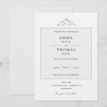 EMMA Mountain Minimalist Dove Grey Invitation