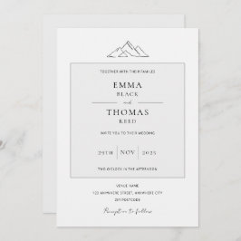 EMMA Mountain Minimalist Dove Grey Invitation Kaart