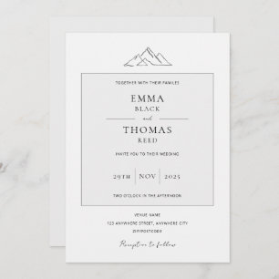 EMMA Mountain Minimalist Dove Grey Invitation Kaart