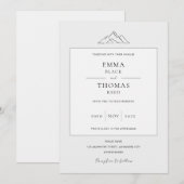 EMMA Mountain Minimalist Dove Grey Invitation Kaart (Voorkant / Achterkant)