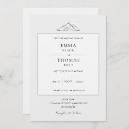 EMMA Mountain Minimalist Dove Grey Invitation Kaart