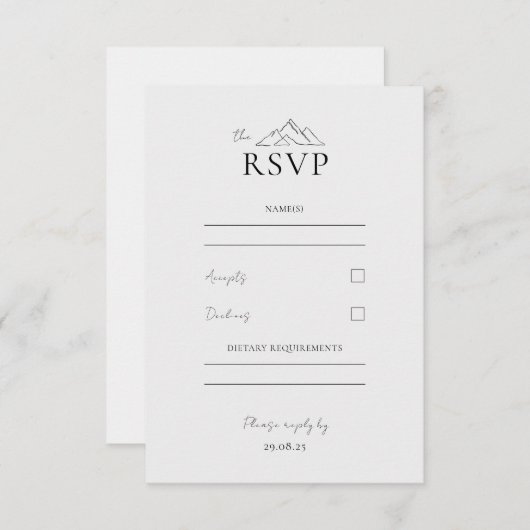 EMMA Mountain Minimalist Dove Grey Response Kaart (Voorkant / Achterkant)