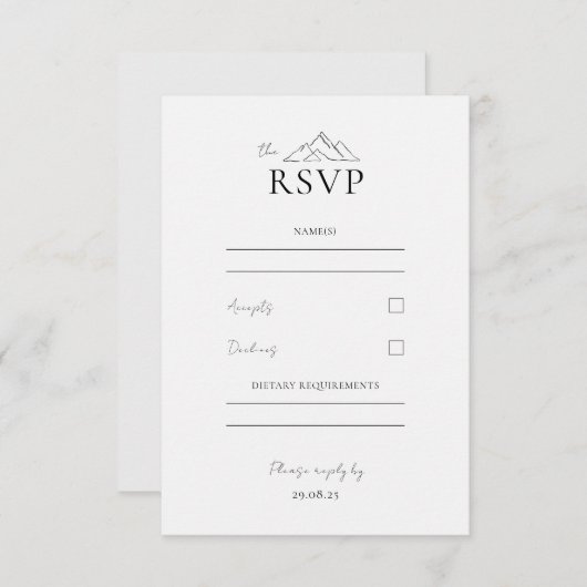 EMMA Mountain Minimalist Dove Grey Response Kaart (Voorkant / Achterkant)