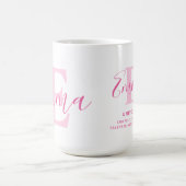 Emma-naam: betekenis en roze monogram tekst koffiemok (Center)