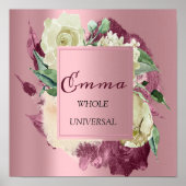 Emma naam Betekenis Royal Roses Mint Roze Poster (Voorkant)