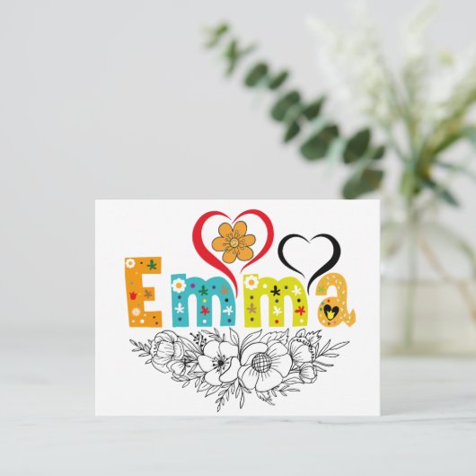 Emma Naam Custom voor vrouw genaamd Emma Briefkaart (Staand voorkant)