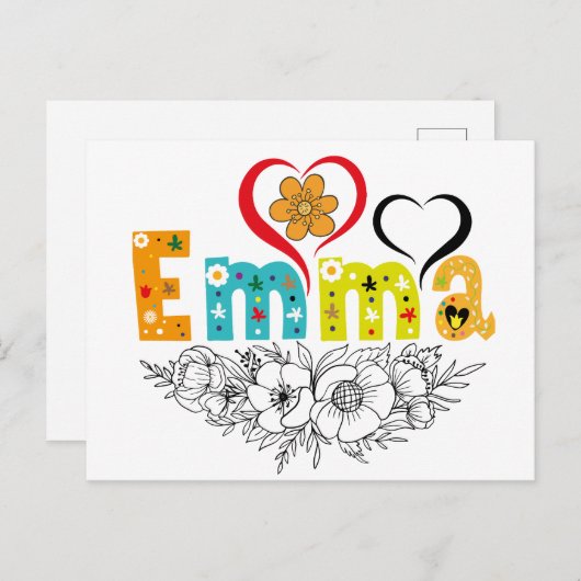 Emma Naam Custom voor vrouw genaamd Emma Briefkaart (Voorkant / Achterkant)