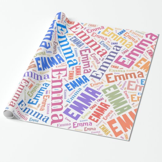 EMMA naam tekst ontwerp Cadeaupapier (Uitgerold)