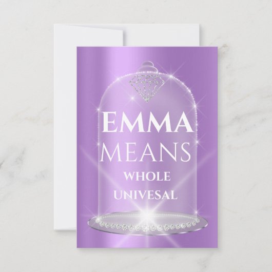 Emma Name Betekenis Diamond Birthday Paars Kaart (Voorkant)