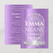 Emma Name Betekenis Diamond Birthday Paars Kaart (Voorkant / Achterkant)