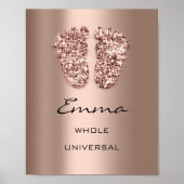 Emma Name Betekenis New Baby Feet Roos Glitter Poster (Voorkant)