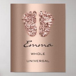 Emma Name Betekenis New Baby Feet Roos Glitter Poster