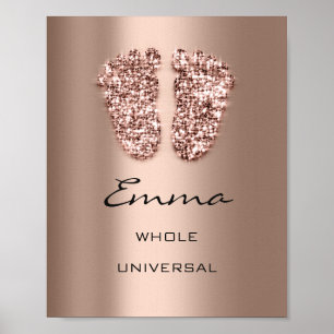 Emma Name Betekenis New Baby Feet Roos Glitter Poster