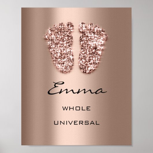 Emma Name Betekenis New Baby Feet Roos Glitter Poster (Voorkant)