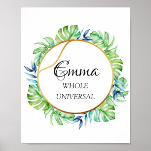 Emma Name Betekenis Tropische Bridal Birthday Gift Poster