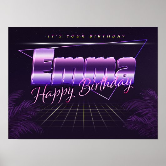 Emma Name Vorname lila retro Poster Geburtstag (Voorkant)