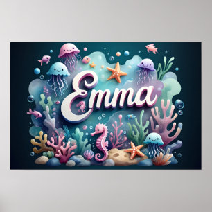 Emma Ocean Nursery Wall Art Onderwater Zee Dieren Poster
