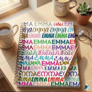 Emma Persoonlijke Naam Kleurrijk Typografie Patroo Notitieboek