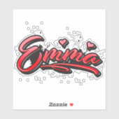 Emma red Heart Graffiti Aufkleber Sticker (Vel)