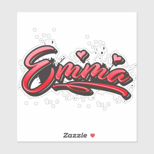Emma red Heart Graffiti Aufkleber Sticker (Vel)