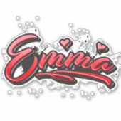 Emma red Heart Graffiti Aufkleber Sticker (Voorkant)