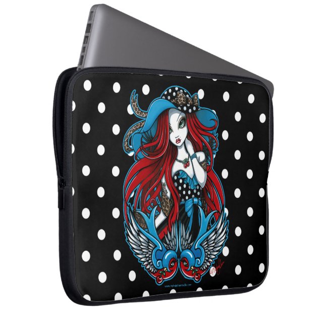 Emma Rockabilly Swallow Tattoo Angel-laptophoes Laptop Sleeve (Voorkant Rechts)