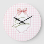 Emma Roze Strik en Gingham Print Geborduurd Grote Klok (Voorkant)