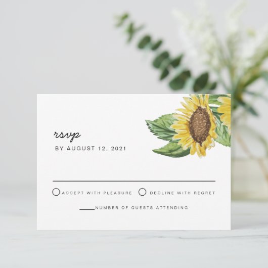 EMMA Rustic Country Sunflower Boho RSVP-kaart Kaart (Staand voorkant)
