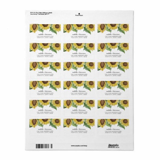 EMMA Rustic Country Sunflower Return Label (Full Sheet)