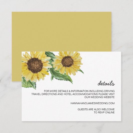 EMMA Rustic Country Waterverf Sunflower Kaart (Voorkant / Achterkant)