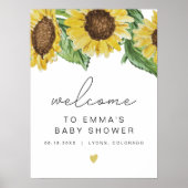 EMMA Rustic Sunflower Baby shower Welkom Poster (Voorkant)