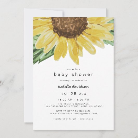 EMMA Rustic Sunflower Country Baby shower Kaart (Voorkant)